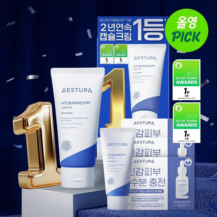Aestura Atobarrier 365 Hydro Soothing Cream 80ml+30ml Large Size Set (+Cera - Hyal Ampoule 3ml) (665161) - Pretties.com.hk