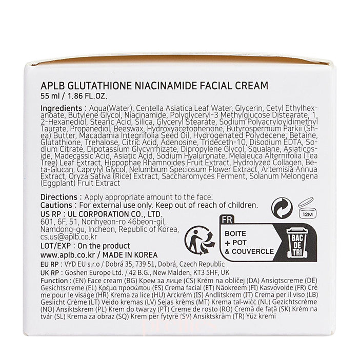 aplb glutathione niacinamide facial cream ingredients APLB Glutathione Niacinamide Facial Cream