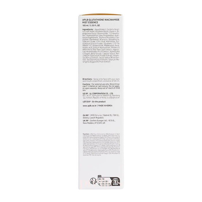 glutathione niacinamide mist essence Eveline APLB Glutathione Niacinamide Mist is a 105 ml facial essence in a spray form combining glutathione and niacinamide Aplb Glutathione Niacinamide Mist Essence