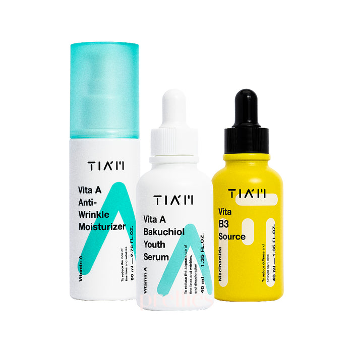 TIA'M Vita B3 Source + Vita A Bakuchiol Youth Serum + Vita A Anti-Wrinkle Moisturizer [Set]