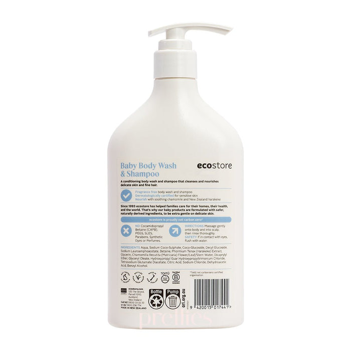 Ecostore Baby Body Wash & Shampoo Fragrance Free 500ml
