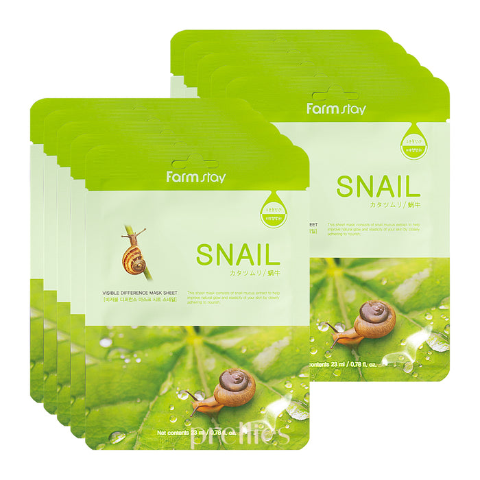 Farmstay Visible Difference Snail Mask Sheet (1 Sheet x 10pcs)