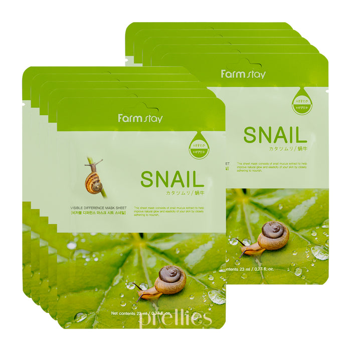 Farmstay Visible Difference Snail Mask Sheet (1 Sheet x 10pcs)