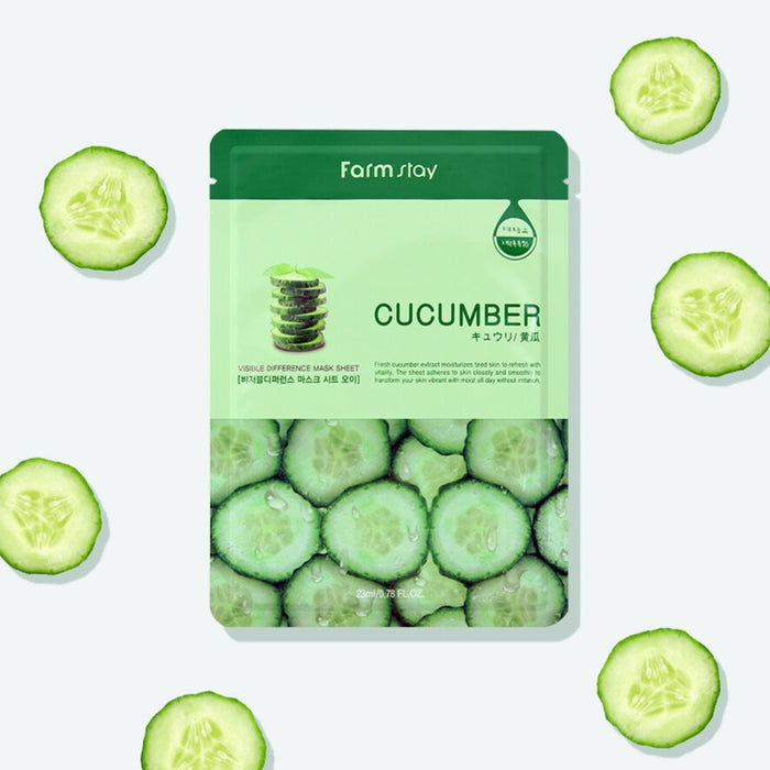 Farmstay Visible Difference Cucumber Mask Sheet (1 Sheet x 10pcs)