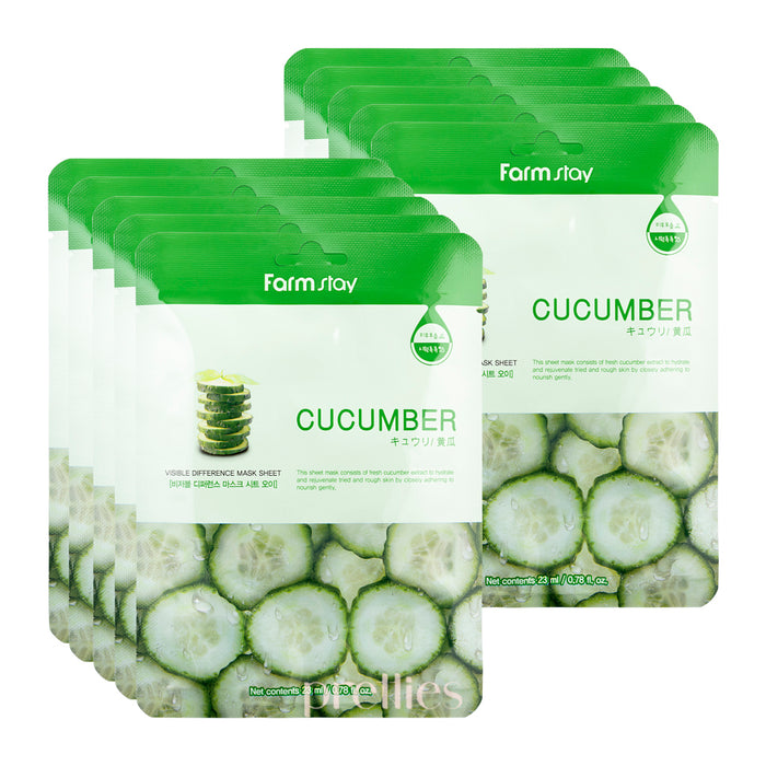 Farmstay Visible Difference Cucumber Mask Sheet (1 Sheet x 10pcs)