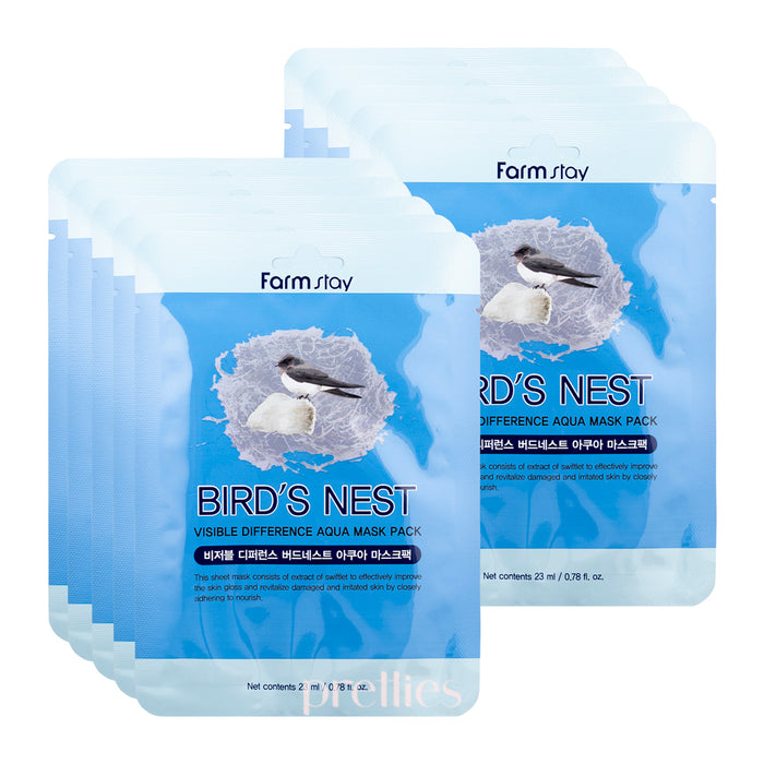 Farmstay Visible Difference Bird's Nest Aqua Mask Pack (1 Sheet x 10pcs)