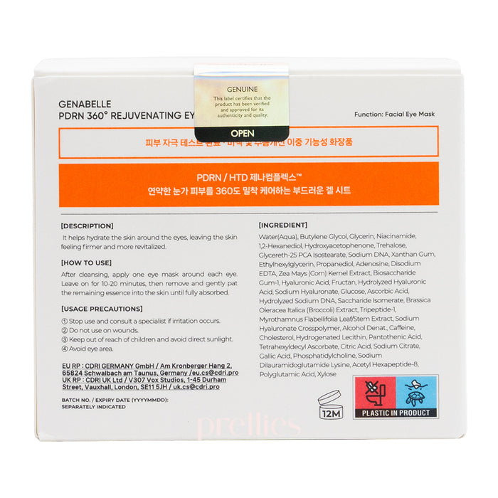 Genabelle PDRN 360 Rejuvenating Eye Mask 100ml (70pcs)