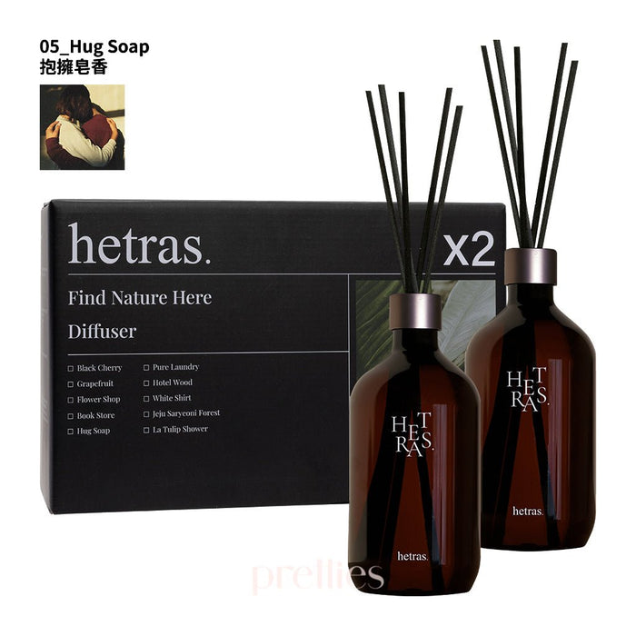 hetras. Premium Reed Diffuser Set 500ml x 2 (No.5 Hug Soap)
