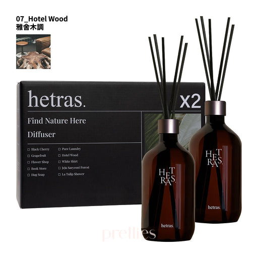 hetras. Premium Reed Diffuser Set 500ml x 2 (No. 7 Hotel Wood)