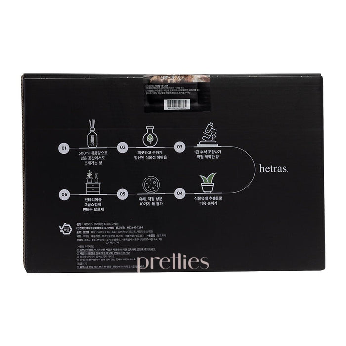 hetras. Premium Reed Diffuser Set 500ml x 2 (No. 7 Hotel Wood)