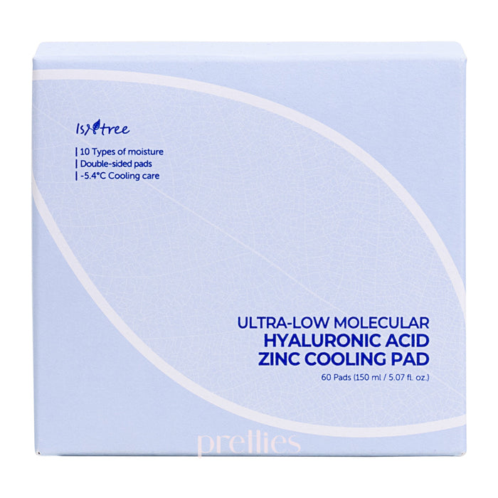 ISNTREE Ultra-Low Molecular Hyaluronic Acid Zinc Cooling Pad 150ml/60pcs