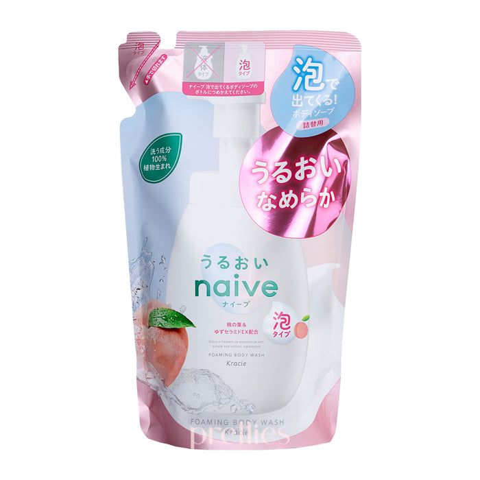 Kracie Naive Foaming Body Soap - Moisture (Peach Soap Scent) (Refill) 480ml (Pink)