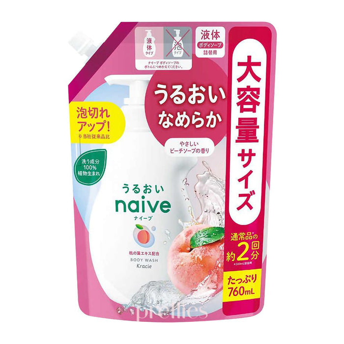 Kracie Naive Peach Body Wash (Peach Soap) (Refill) 760ml 