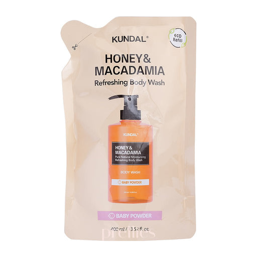 KUNDAL Honey & Macadamia Body Wash 400ml - Baby Powder (Refill) 