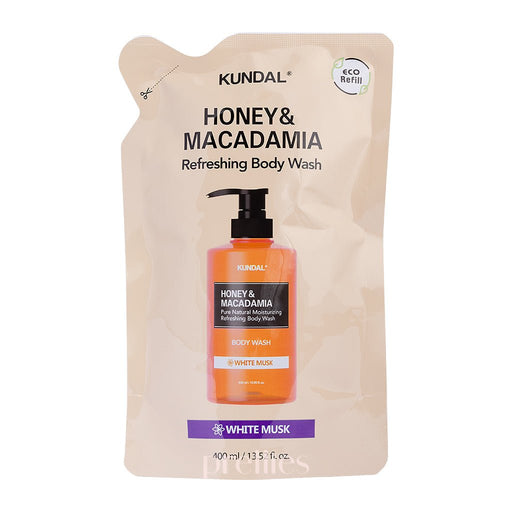 KUNDAL Honey & Macadamia Body Wash 400ml - White Musk (Refill) 
