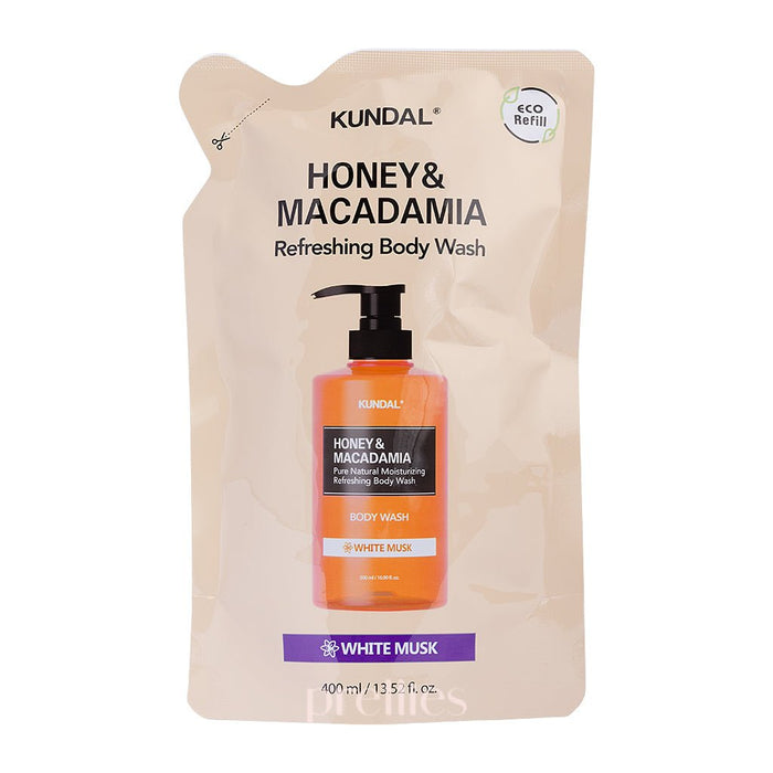 KUNDAL Honey & Macadamia Body Wash 400ml - White Musk (Refill) 