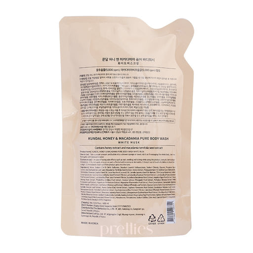KUNDAL Honey & Macadamia Body Wash 400ml - White Musk (Refill) 