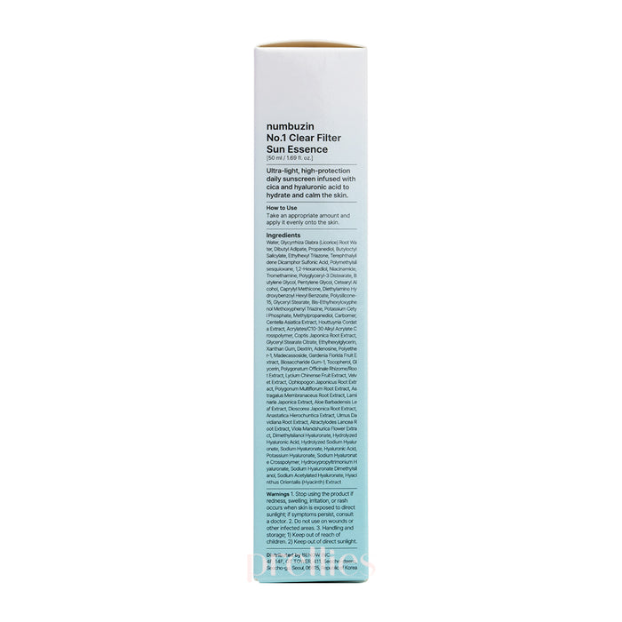 numbuzin  No.1 Clear Filter Sun Essence SPF50+ PA++++ 50ml