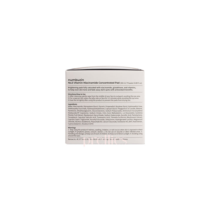 numbuzin No.5 Vitamin-Niacinamide Concentrated 70pads