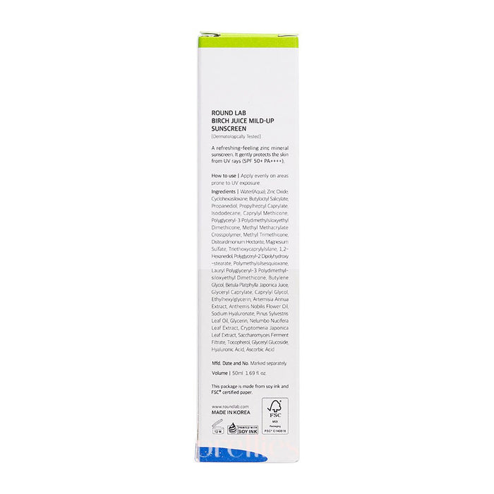 ROUND LAB Birch Mild-Up Physical Sunscreen SPF50+PA++++ 50ml 