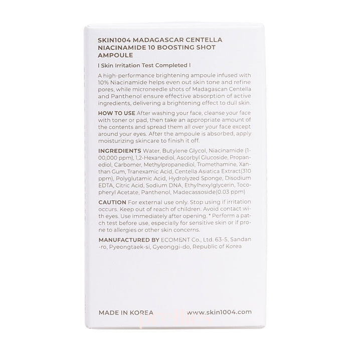 SKIN1004 Madagascar Centella Niacinamide 10 Boosting Shot Ampoule 30ml 