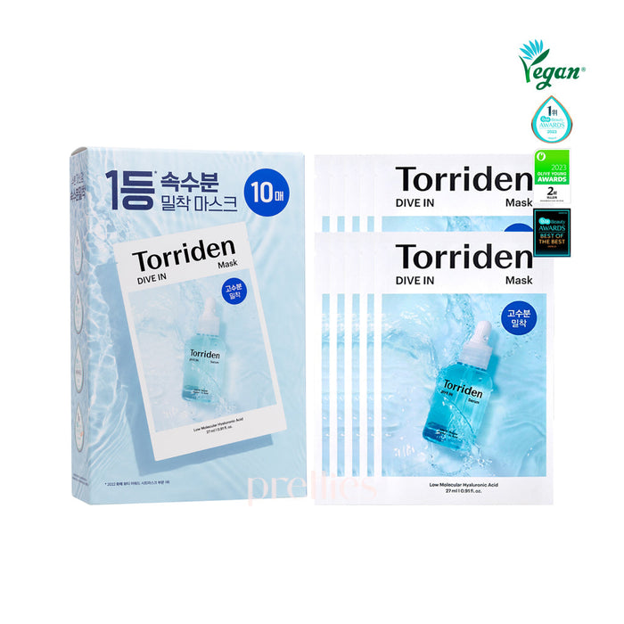 Torriden Dive In Low Molecular Hyaluronic Acid Mask (10 Sheets x 1 Pack)