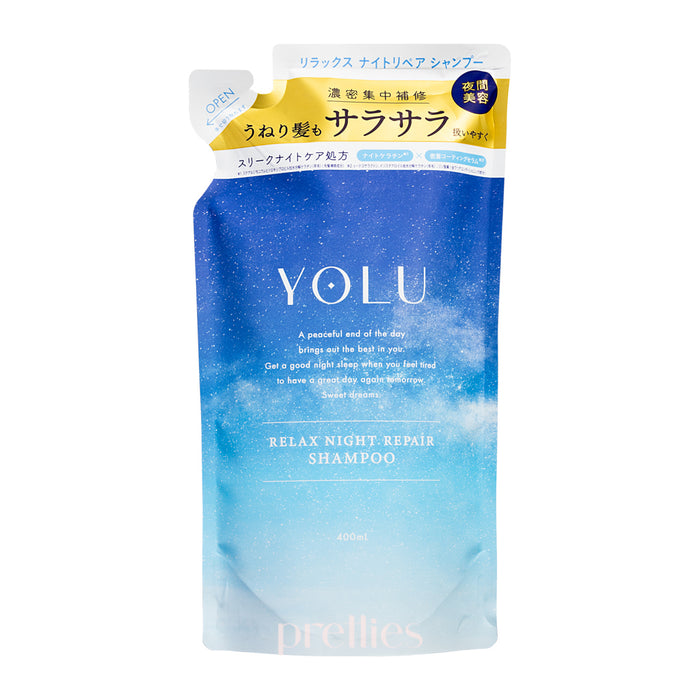 YOLU Relax Night Repair Shampoo - Pear Geranium Scent (For Uneven Curl Hair) (Refill) 400ml