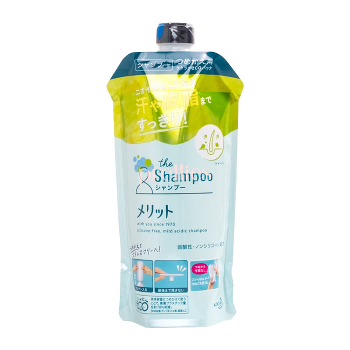 KAO Merit Mild acidic Non-Silicon Shampoo (Refill) 340ml (Floral - Green)