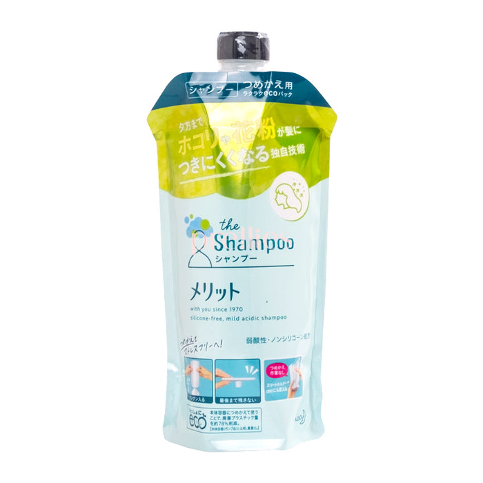 KAO Merit Mild acidic Non-Silicon Shampoo (Refill) 340ml (Floral - Green)