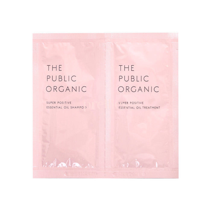 THE PUBLIC ORGANIC Super Positive Essential Oil Shampoo + Conditioner (Frankincense & Ylang-ylang & Lemongrass) (1day Trial) 10ml (Pink)