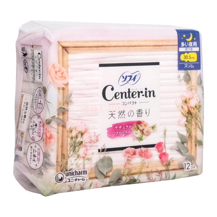 Unicharm Center-In Night Sanitary Napkin 30.5cm(Floral) 12pcs (Pink)