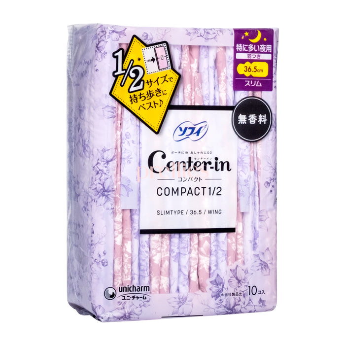 Unicharm Center-In纖薄柔軟特長夜用護翼衛生巾(無香料) 36.5cm (10片裝)