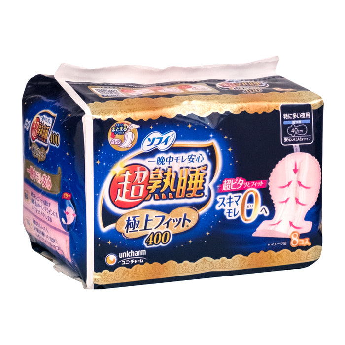 Unicharm - Sofy 超熟睡貼身400 特長夜用護翼衛生巾 40cm (8片裝)